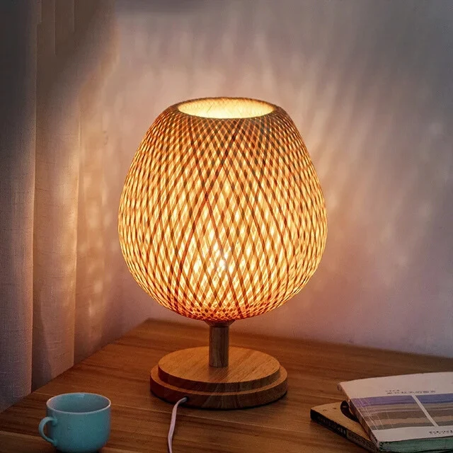 CasaBamboo | Vintage Bambus-Tischlampe für Wohnzimmer