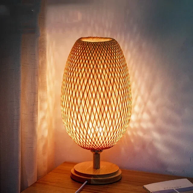 CasaBamboo | Vintage Bambus-Tischlampe für Wohnzimmer