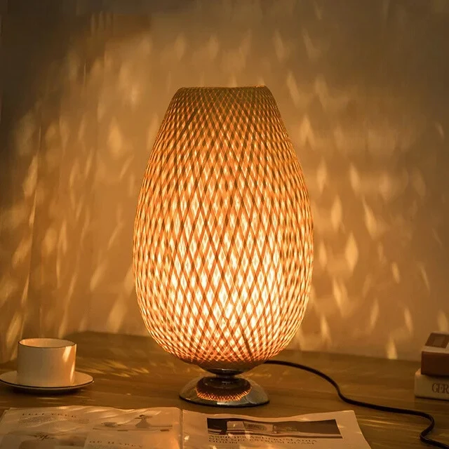 CasaBamboo | Vintage Bambus-Tischlampe für Wohnzimmer