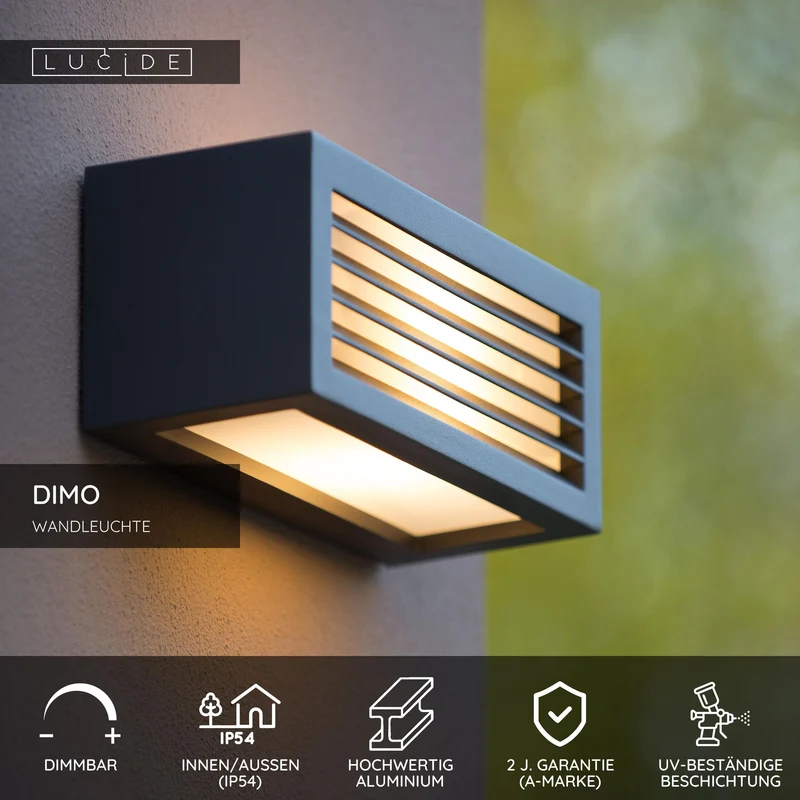 Außenwandleuchte Dimo 1-flammig IP54 25cm Anthrazit