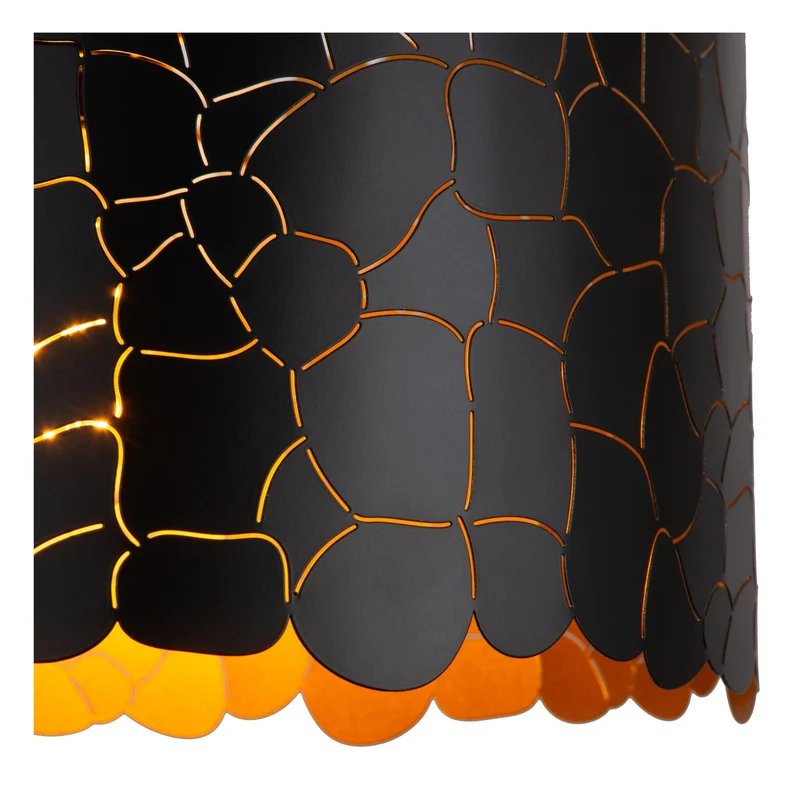 Pendelleuchte Almelo in Zylinderform mit Giraffenmotiv höhenverstellbar Schwarz, Messing 40cm