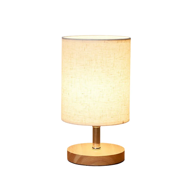 Linora | Tischlampe aus Holz und Leinen