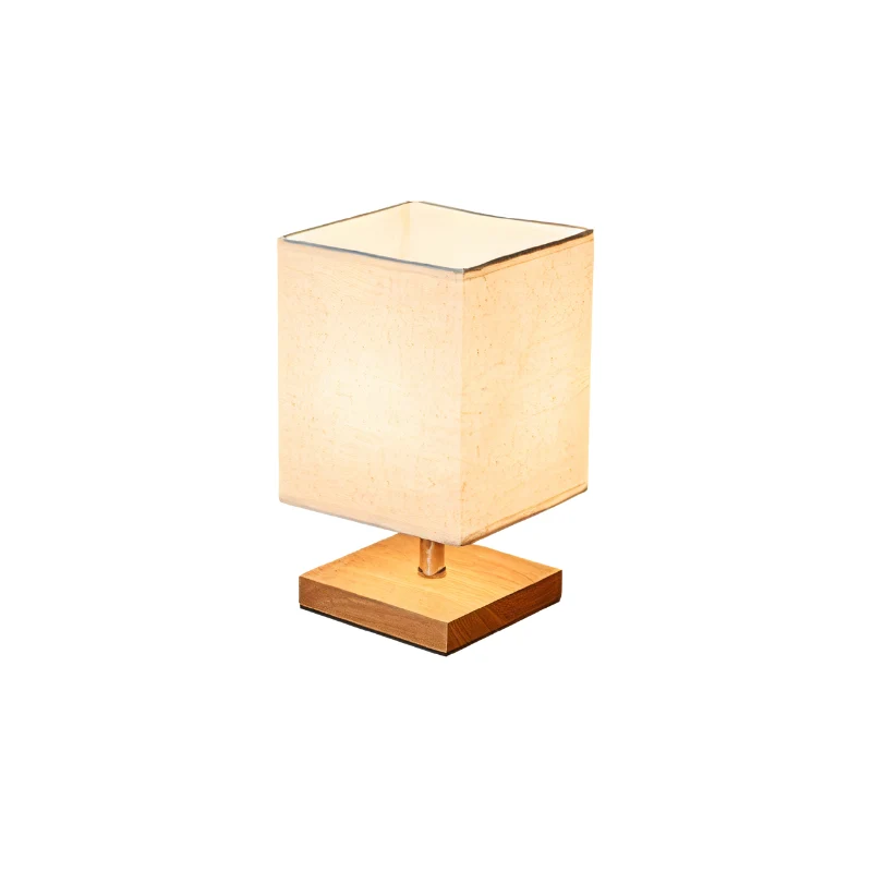 Linora | Tischlampe aus Holz und Leinen