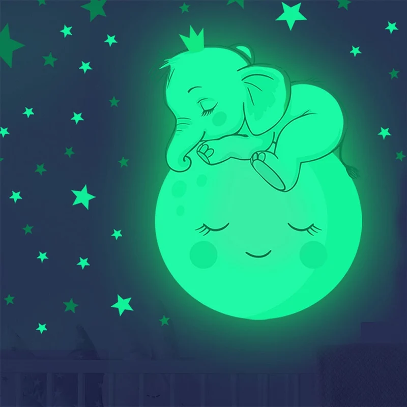 Leuchtender Wandaufkleber Elefant für Baby