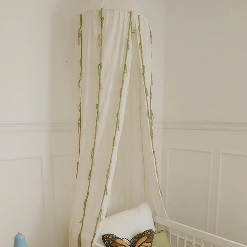 Betthimmel Baldachin aus Baumwolle Crêpe Schwan 245 cm, Ivory