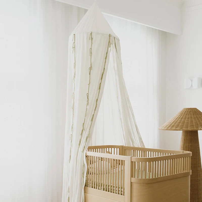 Betthimmel Baldachin aus Baumwolle Crêpe Schwan 245 cm, Ivory