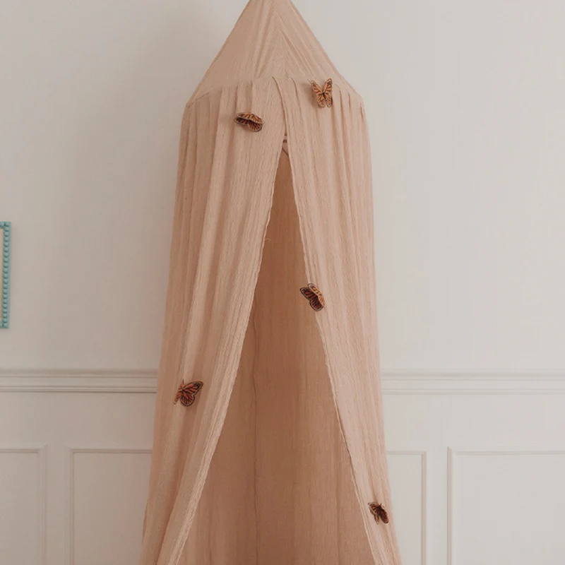 Betthimmel Baldachin aus Baumwolle Crêpe Schwan 245 cm, Rosa