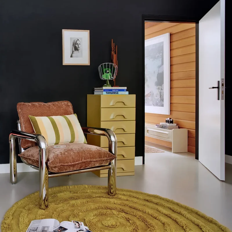 Chrome Lounge Sessel Samt Braun – HKliving