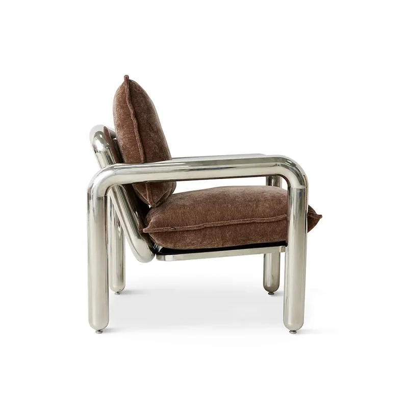 Chrome Lounge Sessel Samt Braun – HKliving