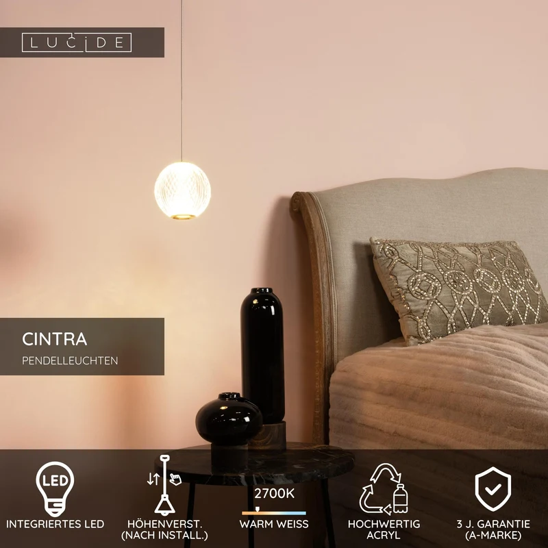 LED-Pendelleuchte Cintra 2700K Transparent, Gold