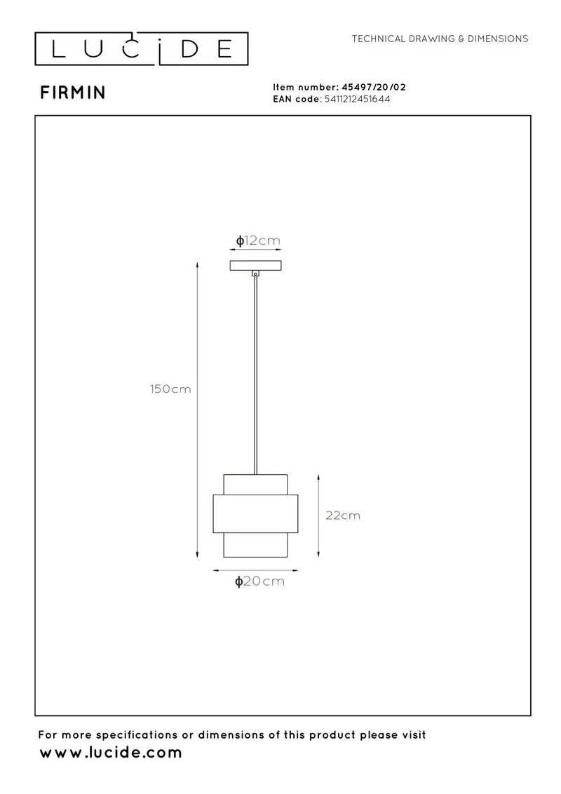 Pendelleuchte Firmin mit Schirm aus Glas Ø 20cm