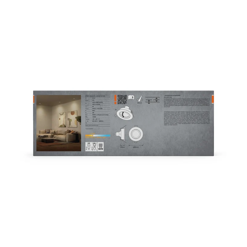 OSRAM LED Spot Recess Einbaustrahler Set GU10 schwenkbar Click 4.5W Satin-Nickel ⌀68 mm