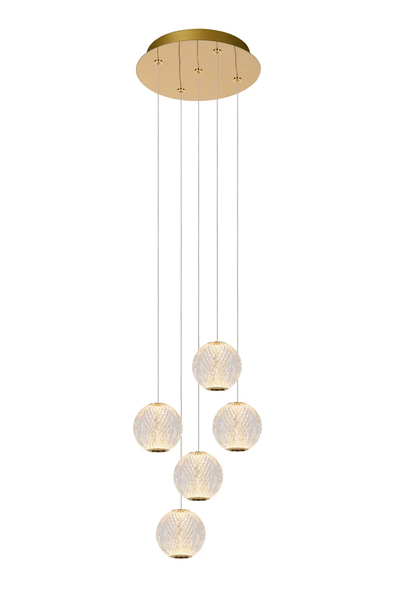 Pendelleuchte Cintra 5-flammig LED dimmbar rund Ø 32cm Warmweiß Transparent, Messing