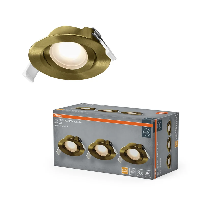 OSRAM LED Spot Recess Einbaustrahler Set schwenkbar 4.9W 120° Grünmessing ⌀75 mm