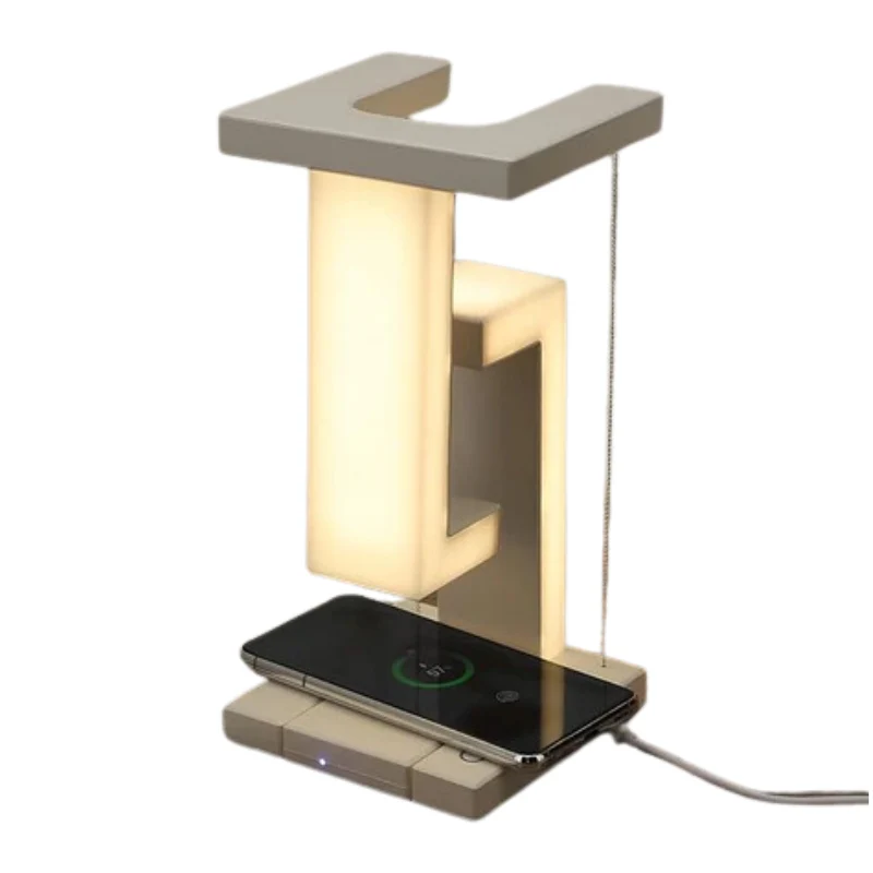AuraGlide | Schwebende LED-Tischleuchte mit kabellosem Laden