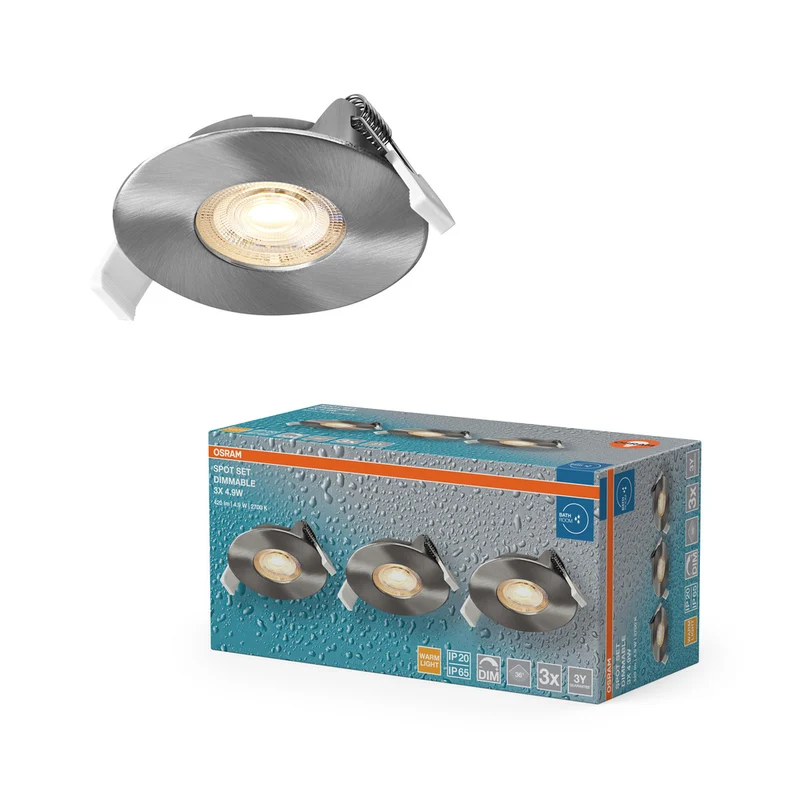 OSRAM LED Spot Recess Bad Einbaustrahler Set GU10 Click 4.5W Grünmessing ⌀68 mm
