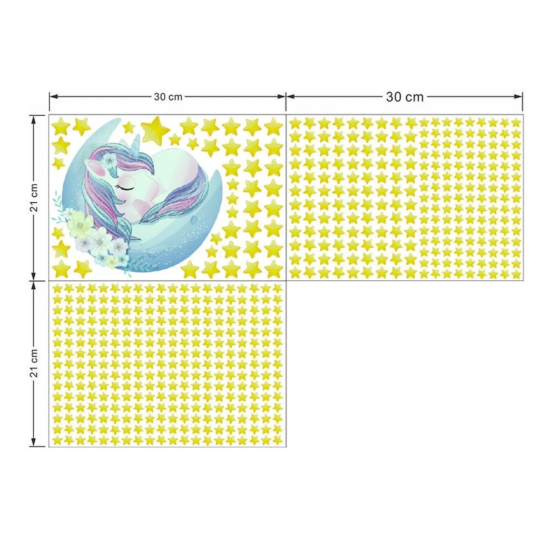 Leuchtsticker Einhorn Mond Sterne für Kinderzimmer