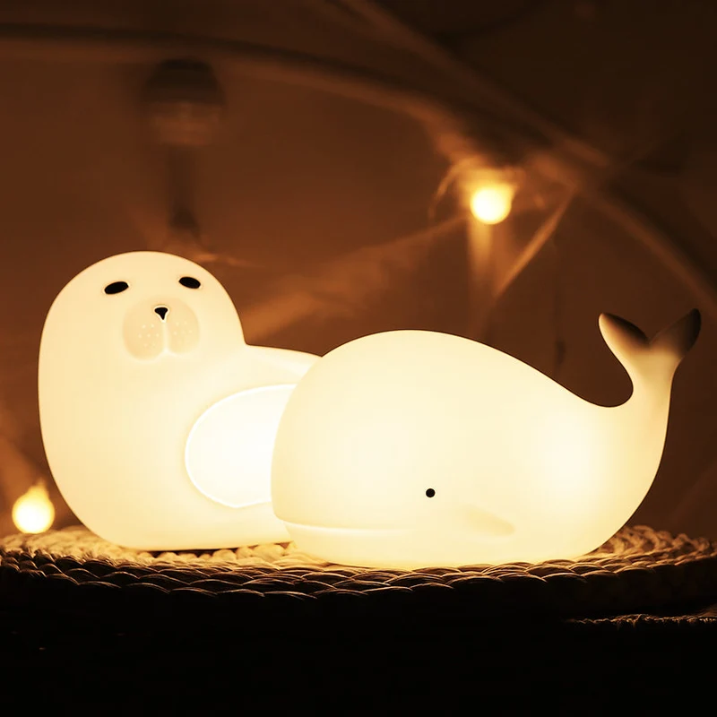 Nachtlicht Baby Robbe aus weichem Silikon
