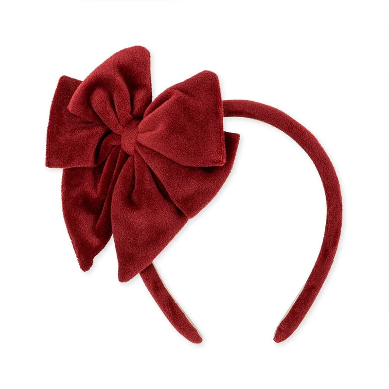 Haarreif mit Schleife aus Samt in Red Dahlia