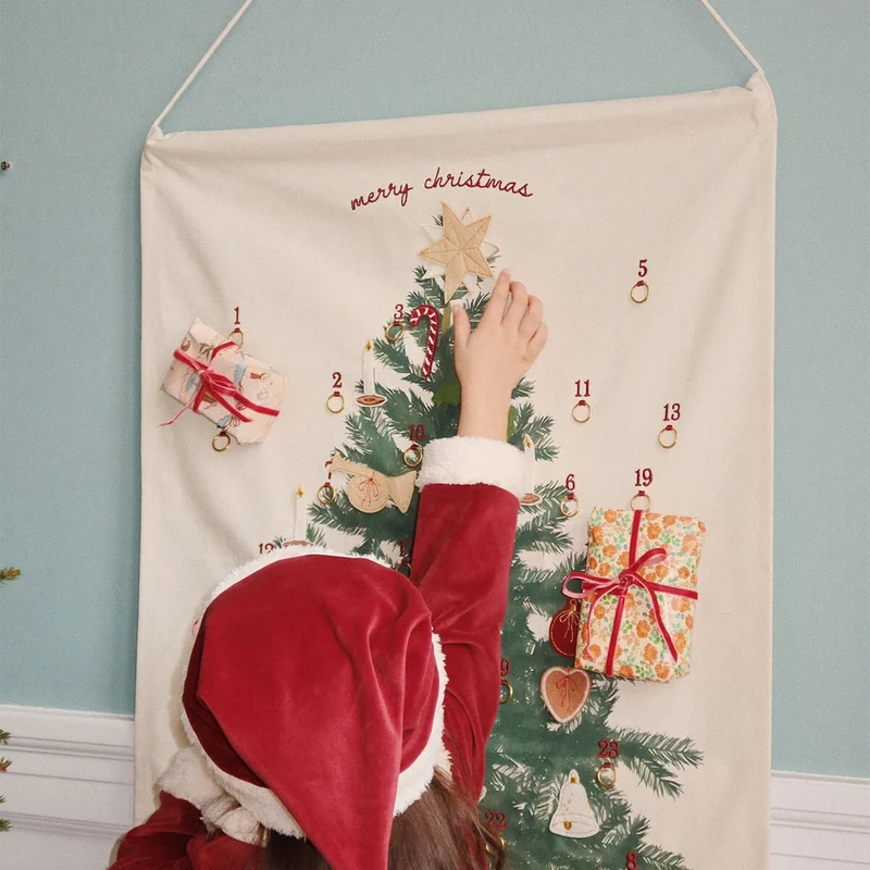 Adventskalender-Aufhängung mit 24 Ringen in Seedpearl
