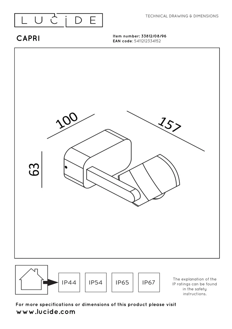 LED-Außenwandstrahler Capri schwenkbar IP54