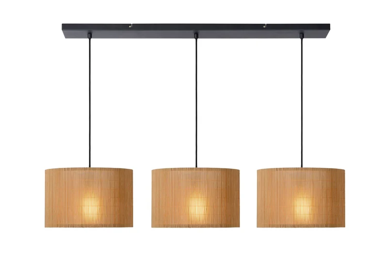 Pendelleuchte Magius 3-flammig Bambusschirm 113cm