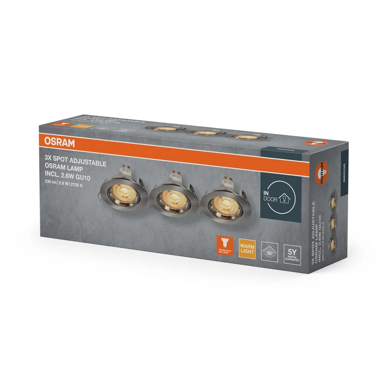 OSRAM LED Spot Recess Einbaustrahler Set Twistlock GU10 schwenkbar 2.6W Grünmessing ⌀75 mm