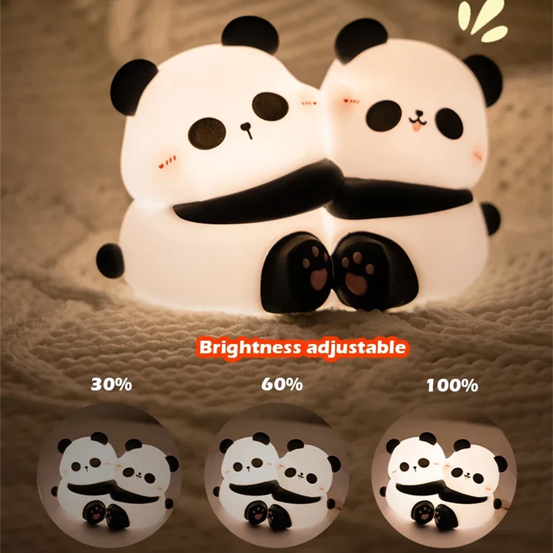 Nachtlicht Kinder Panda Umarmung – 3 Stufen, LED, Silikon