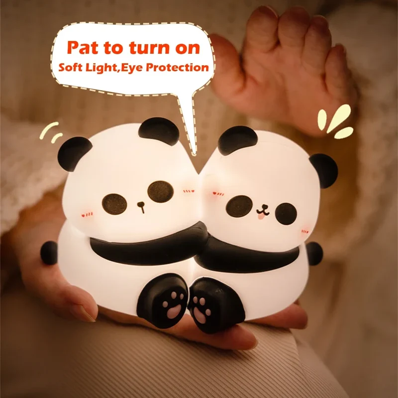 Nachtlicht Kinder Panda Umarmung – 3 Stufen, LED, Silikon