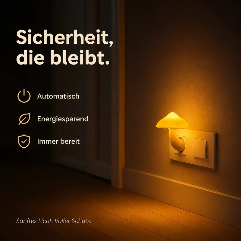 Nachtlicht Steckdose Pilz – Lichtsensor, LED, EU Plug