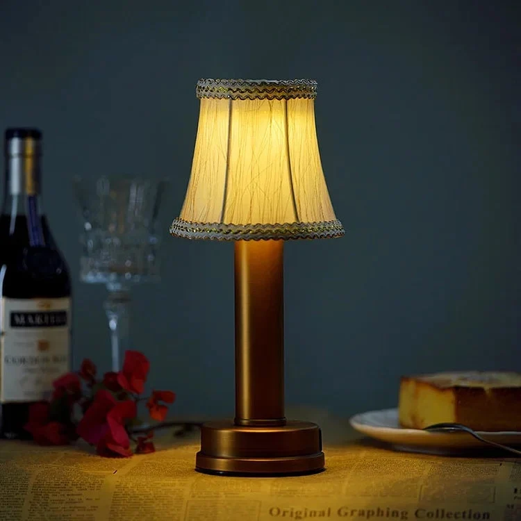 VelloGlow | Kabellose LED-Tischlampe mit Stoffschirm