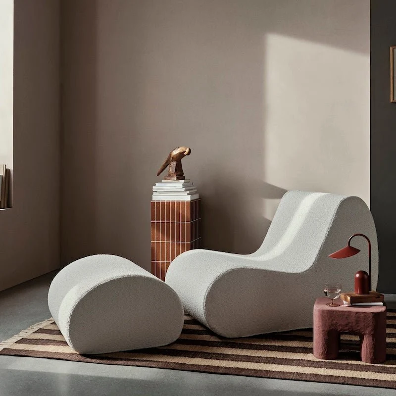 Rouli Set Sessel und Pouf off-white - fermLIVING