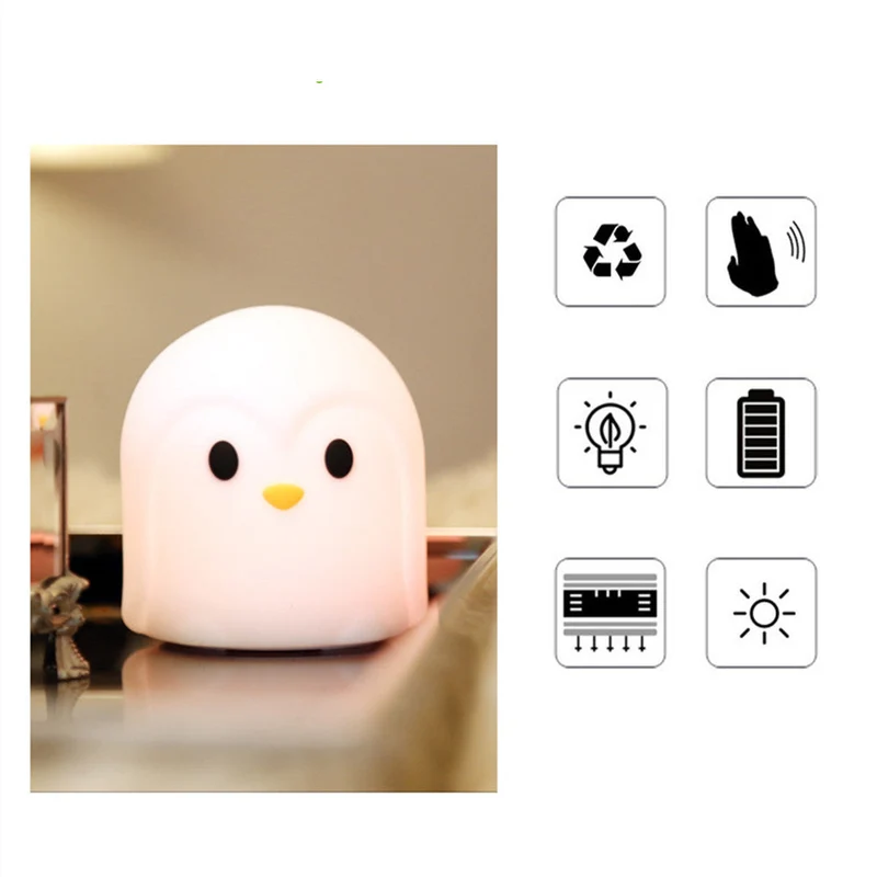 LED Pinguin Nachtlicht Silikon mit Touch-Sensor