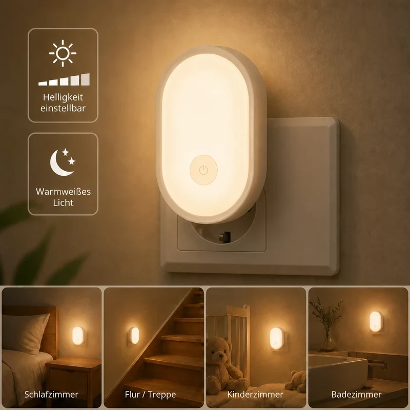 Nachtlicht Steckdose VIRMA – Lichtsteuerung, LED, EU Plug
