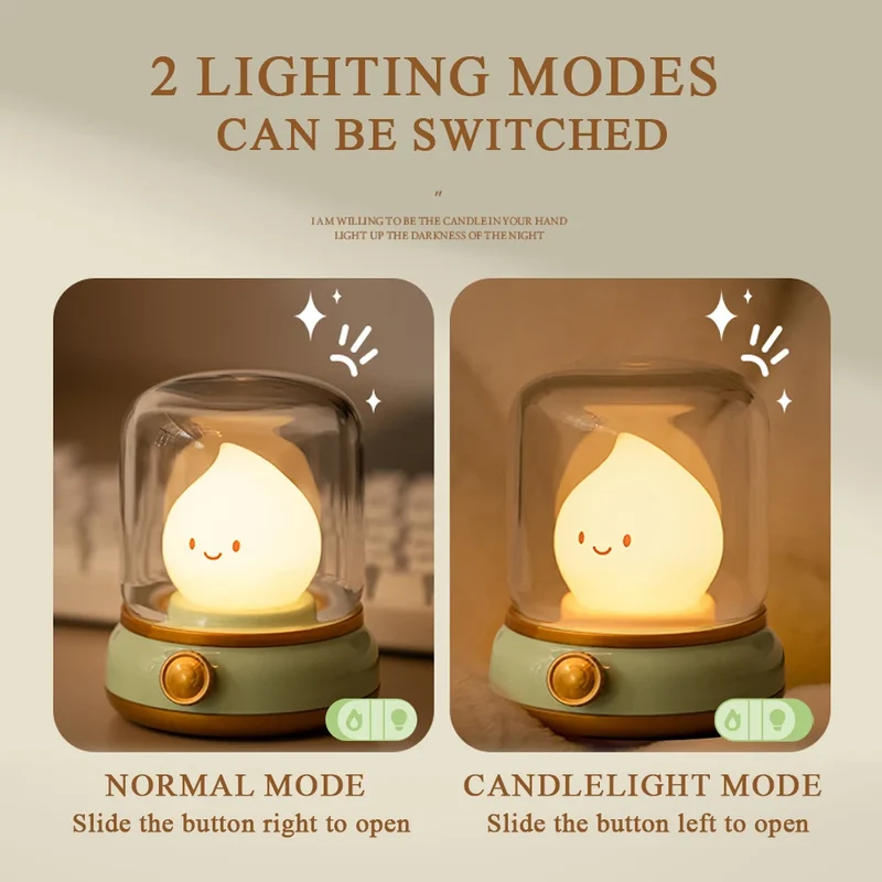 Nachtlicht Kerzenform – Dimmbar, USB, 2 Modi, LED