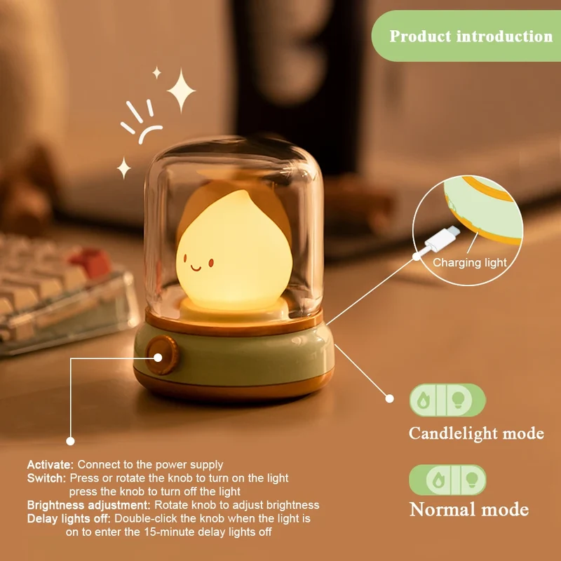 Nachtlicht Kerzenform – Dimmbar, USB, 2 Modi, LED