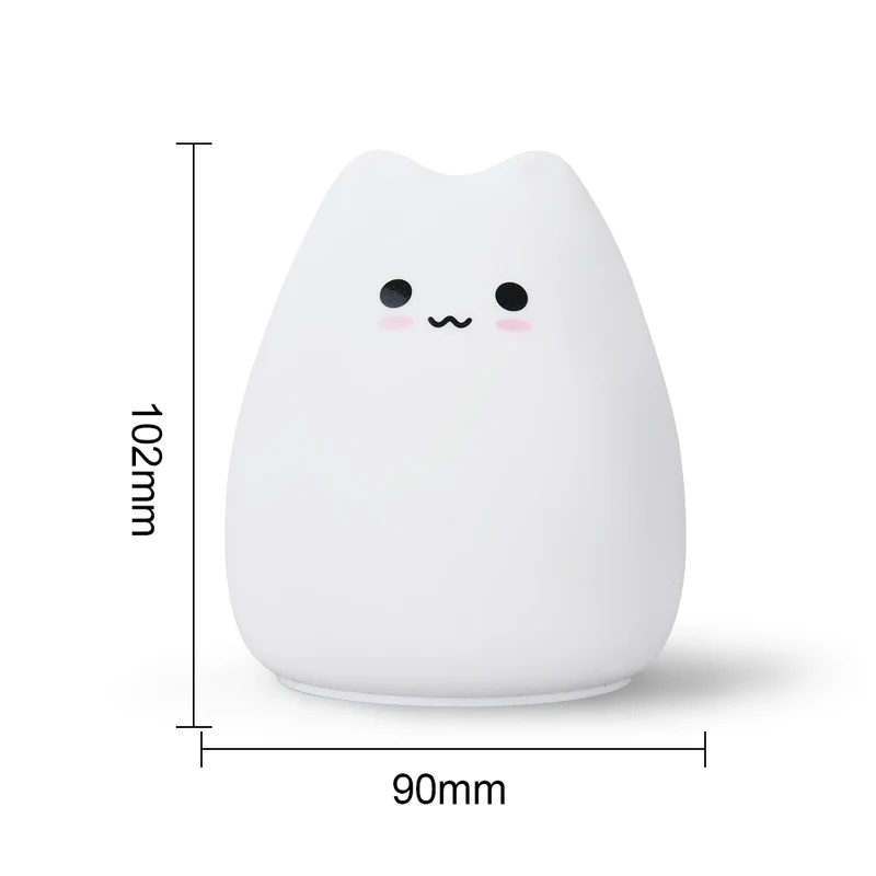 Babys Nachtlicht Katze Kawai – 7 Farben, Touch, Silikon