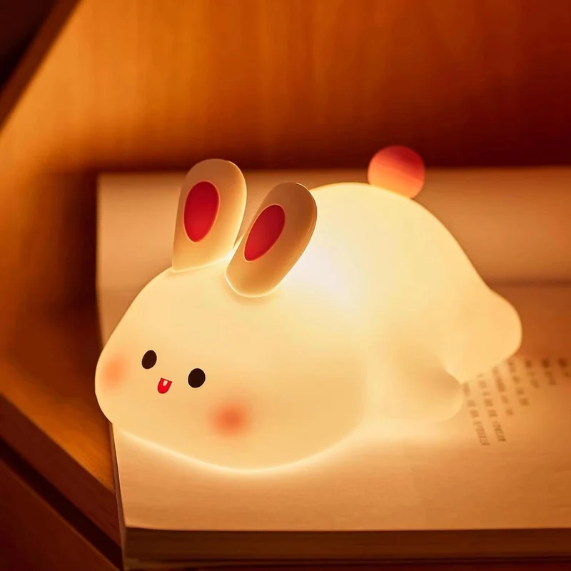 LED Nachtlicht Hase – Wiederaufladbar, Silikon, Timer