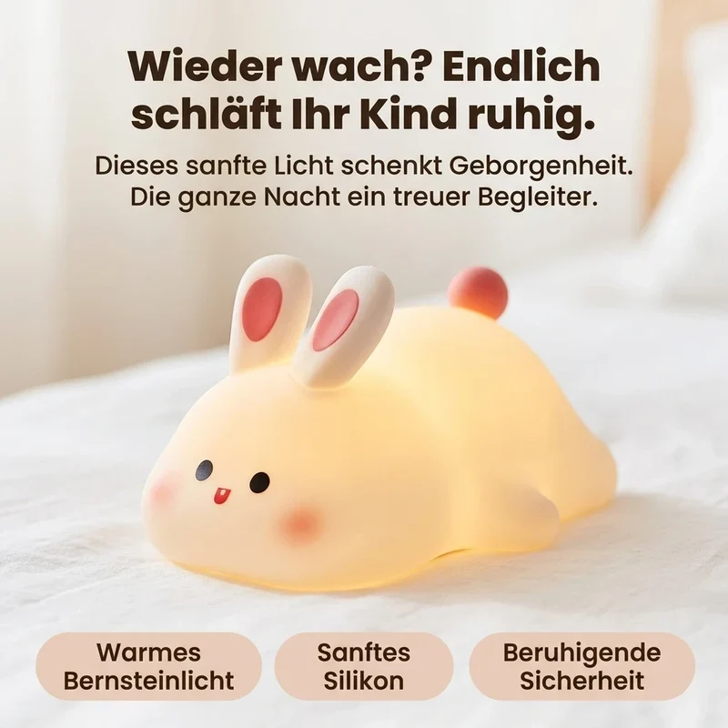 LED Nachtlicht Hase – Wiederaufladbar, Silikon, Timer