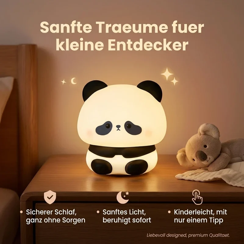 Panda Nachtlicht – Wiederaufladbar, Silikon, Timer