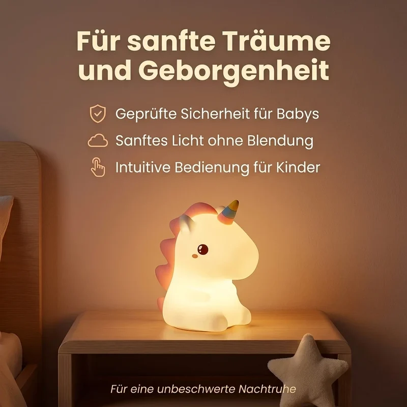 Einhorn Nachtlicht – 7 Farben, wiederaufladbar, Silikon