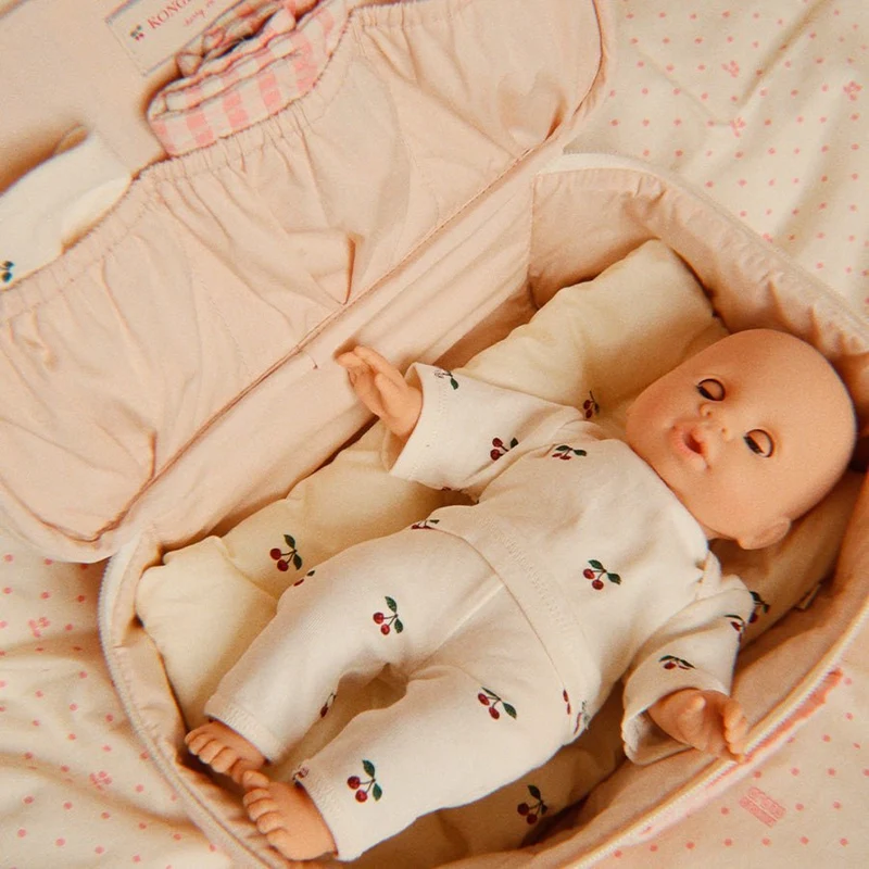 Babypuppen-Pflegeset im Koffer in Pink Check