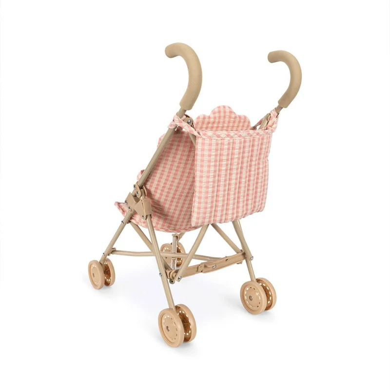Poppy Puppe mit Puppenbuggy in Pink Check
