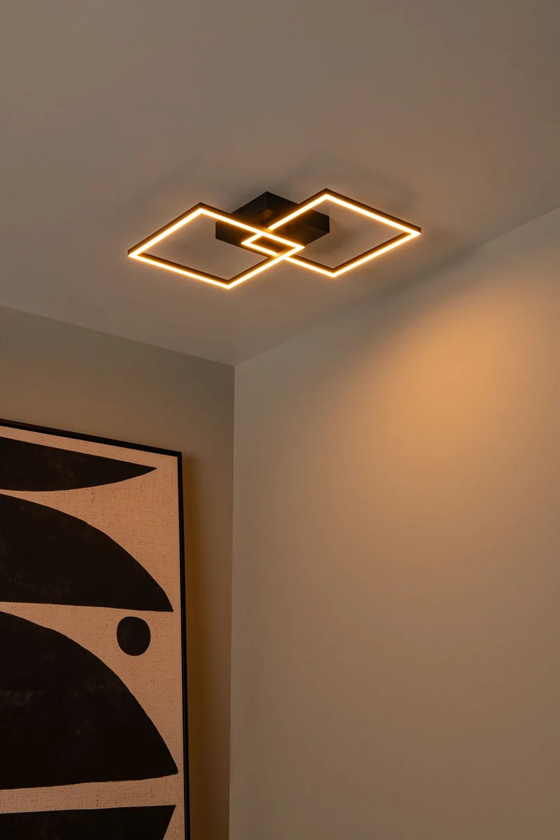 LED-Deckenleuchte Arianne CCT quadratisch 41x41cm Schwarz