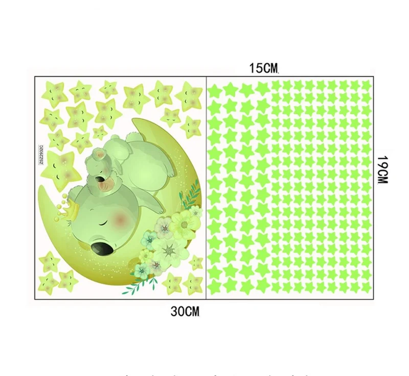 Leuchtende Wandsticker Koala Mond und Sterne