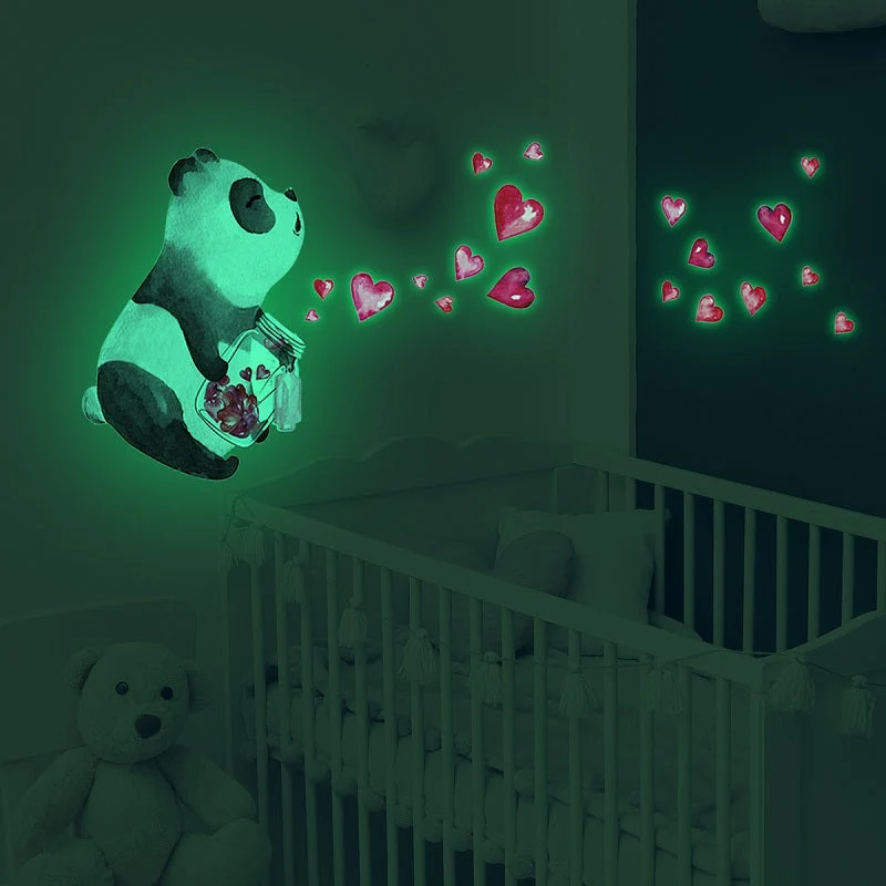Leuchtende Panda Wandsticker für Kinderzimmer