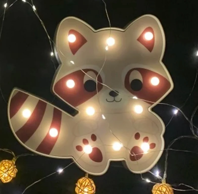 Süßer Waschbär Wandlampe für Kinderzimmer