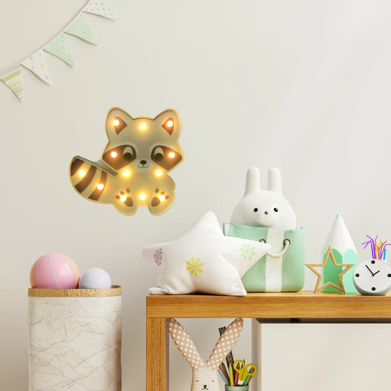 Süßer Waschbär Wandlampe für Kinderzimmer