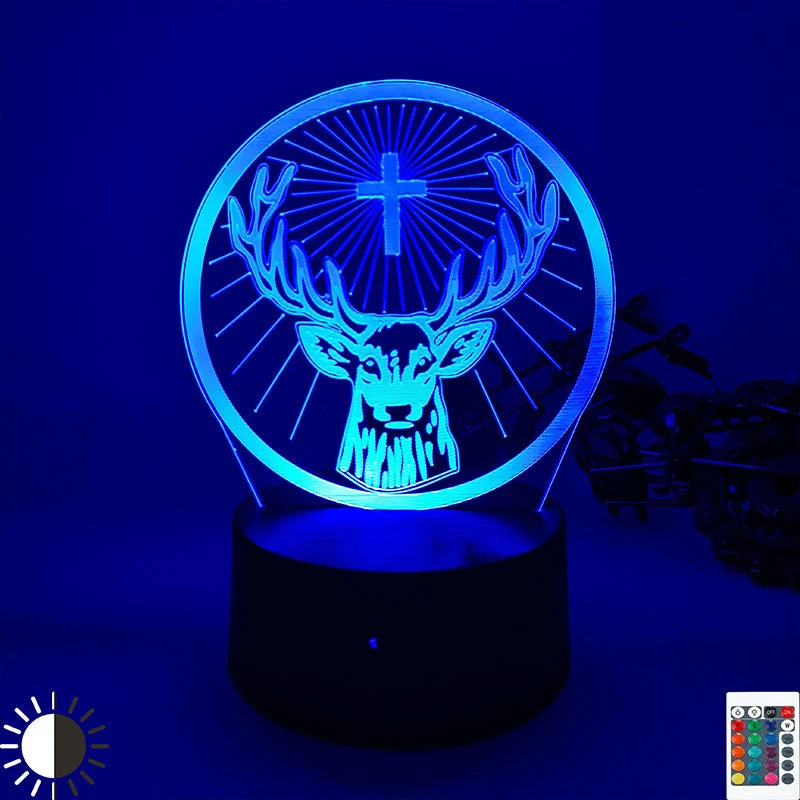 3D Illusion Hirschkopf Lampe mit Farbwechsel