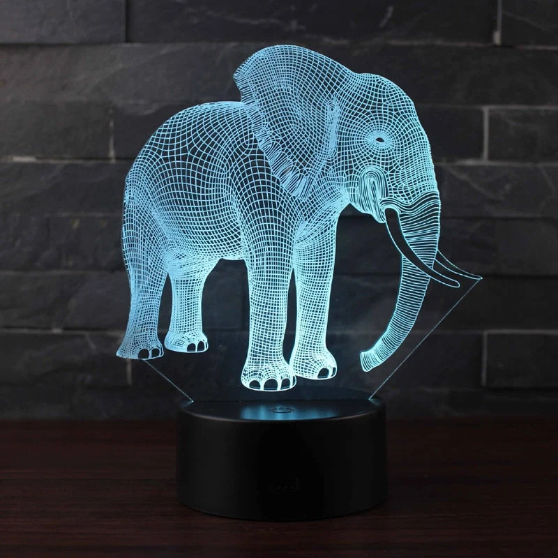 3D Illusion Lampe Elefant mit Farbwechsel